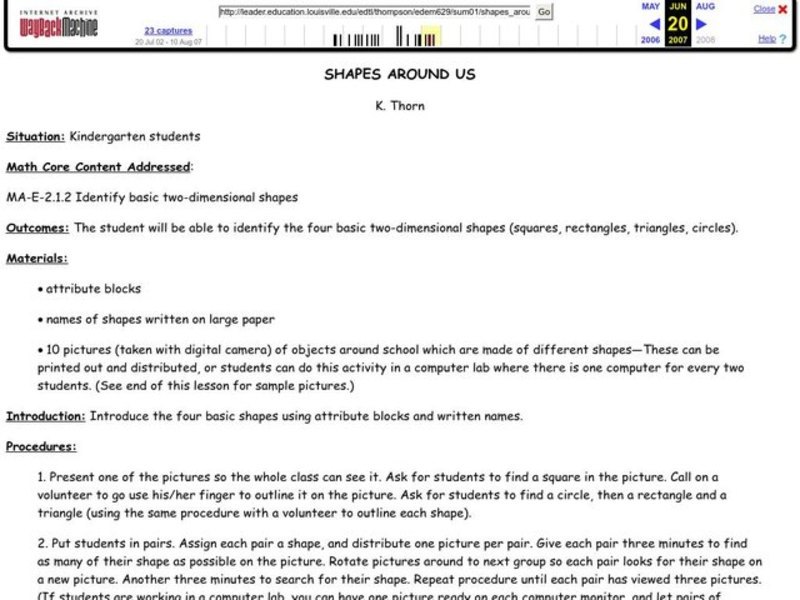 Shapes Around Us Lesson Plan
