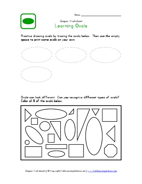 Shapes Worksheet: Learning Ovals Worksheet