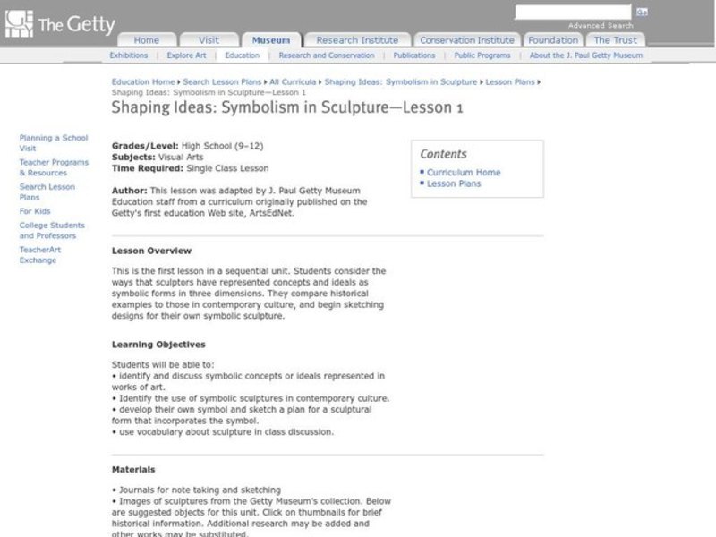 Shaping Ideas: Symbolism in Sculpture Lesson Plan