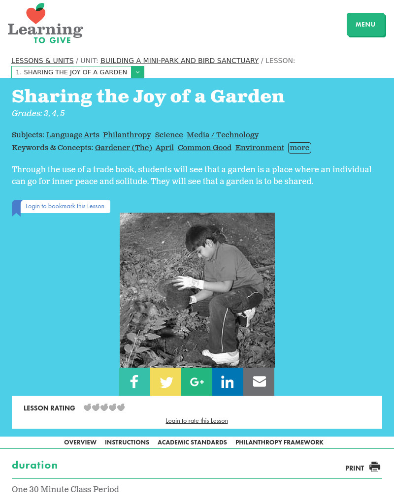 Sharing the Joy of a Garden Lesson Plan