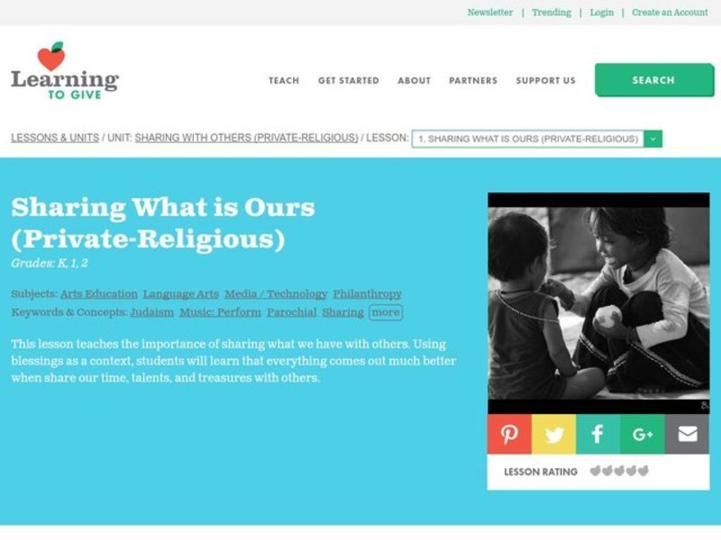 Sharing What is Ours Lesson Plan