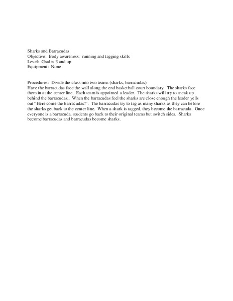 Sharks and Barracudas Lesson Plan
