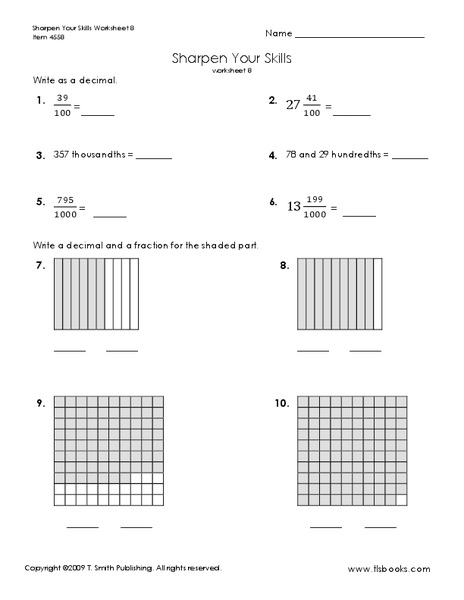 Sharpen Your Skills Worksheet
