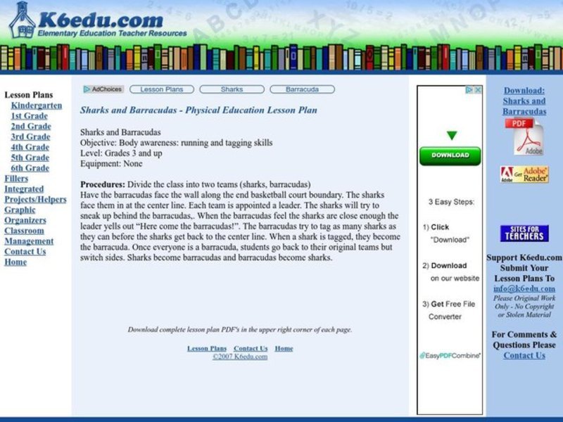 Sharks and Barracudas Lesson Plan