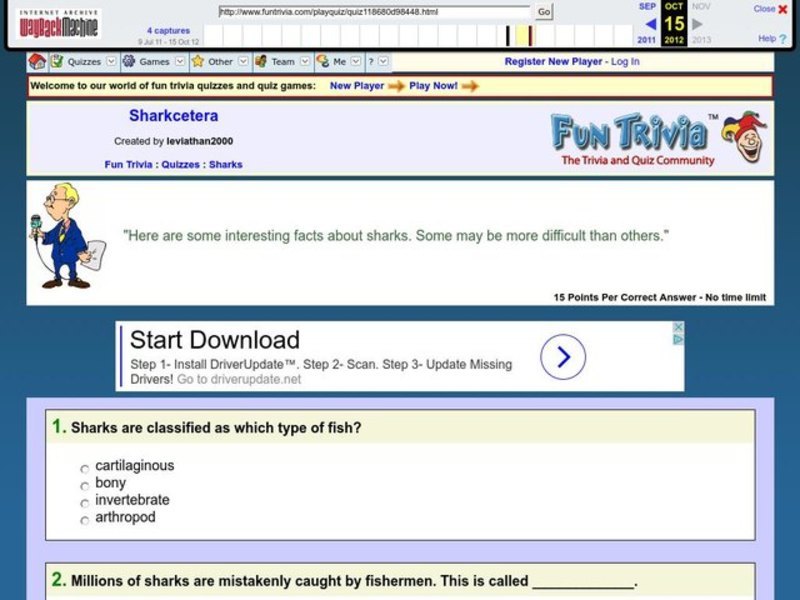 Shark Quiz Worksheet