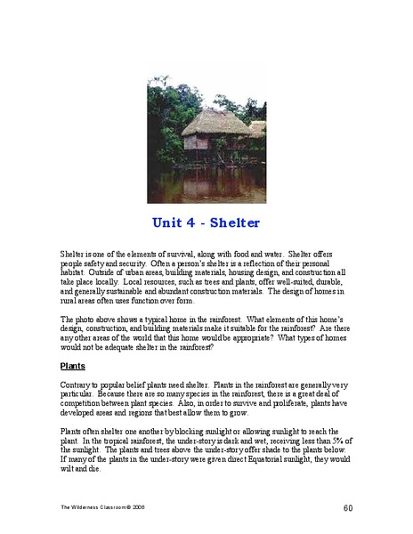 Shelter Lesson Plan