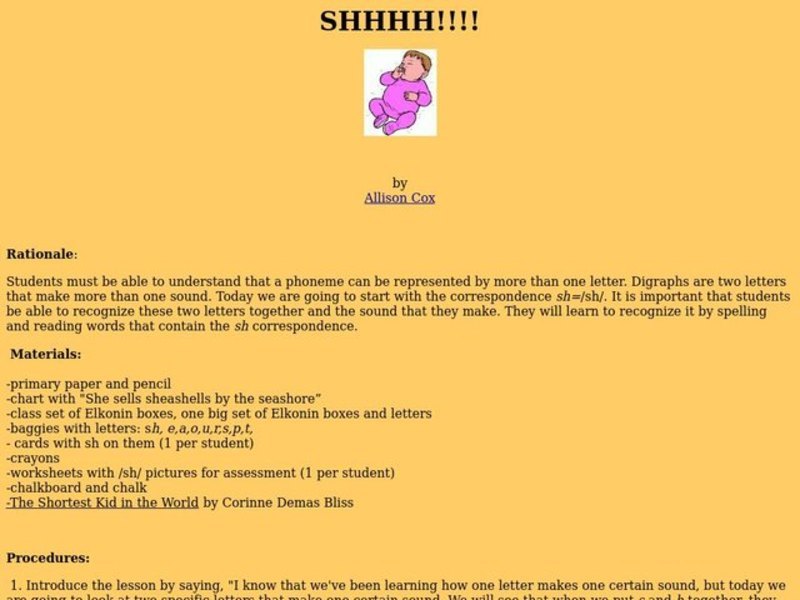 Shhh Lesson Plan