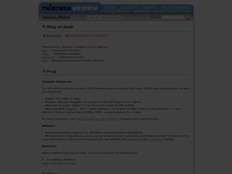 Ship of Gold Lesson Plan