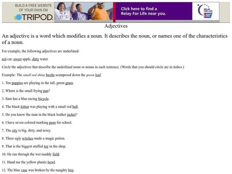 Adjectives Worksheet