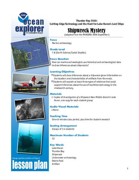 Shipwreck Mystery Lesson Plan