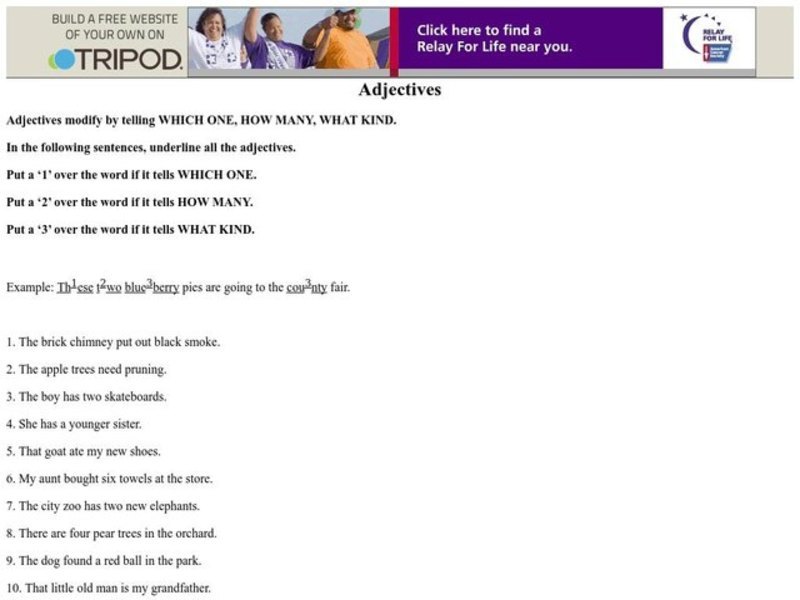 Adjectives Worksheet