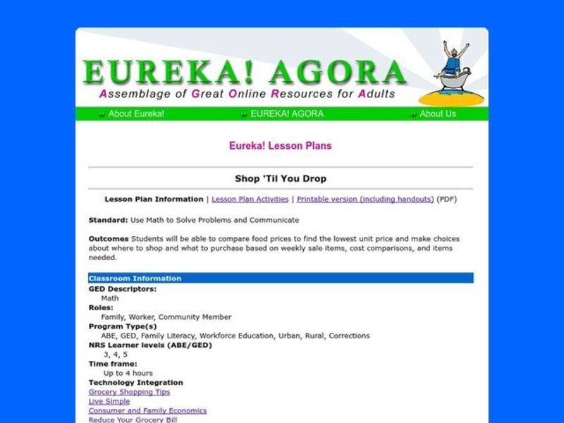 Shop 'Til You Drop Lesson Plan