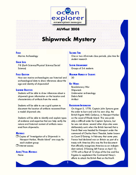 Shipwreck Mystery Lesson Plan