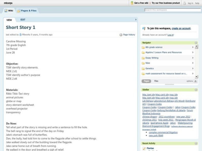 Short Story Lesson Plan