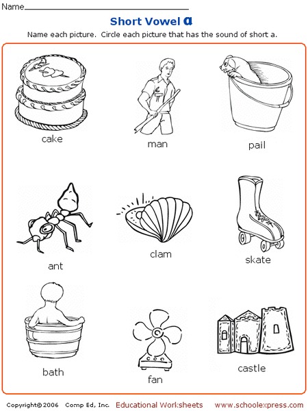 Short Vowel A Worksheet