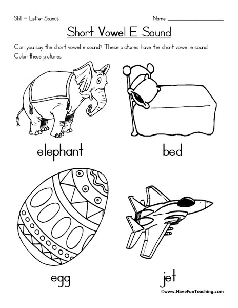 Short Vowel E Worksheet