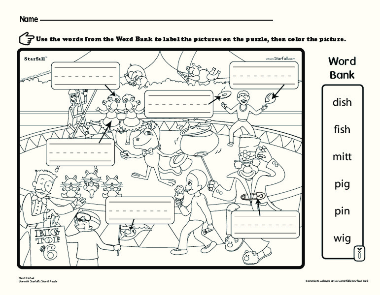 Short I Label the Picture Worksheet