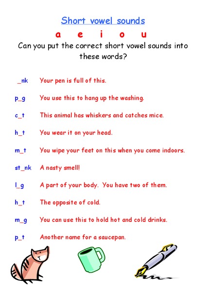 Short vowel sounds Worksheet