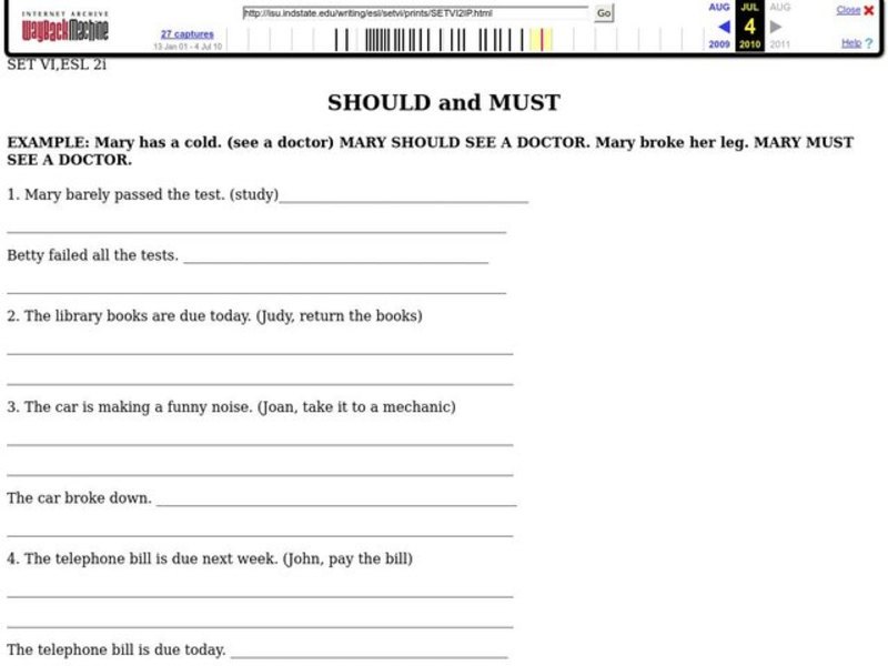 Should and Must Worksheet