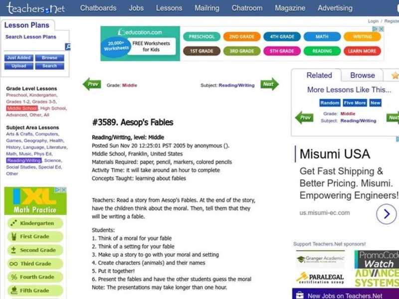 Aesop's Fables Lesson Plan