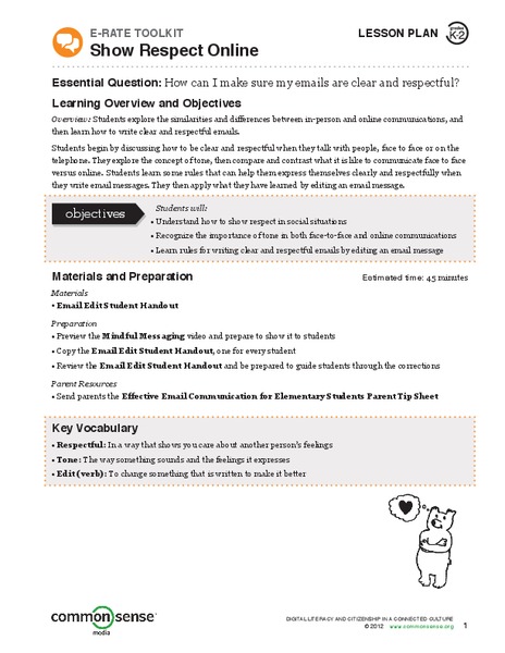 Show Respect Online Lesson Plan