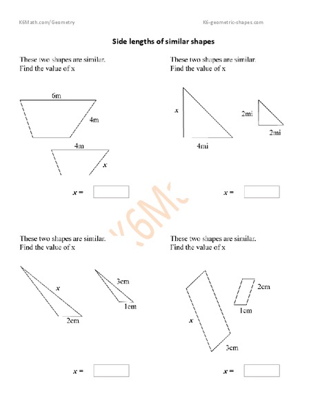 Side Lengths of Similar Shapes Worksheet