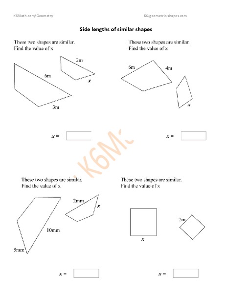 Side Lengths of Similar Shapes Worksheet