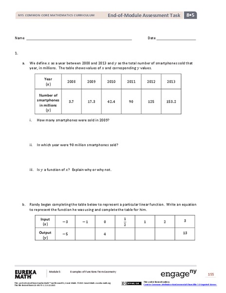 End-of-Module Assessment Task: Grade 8 Module 5 Assessment