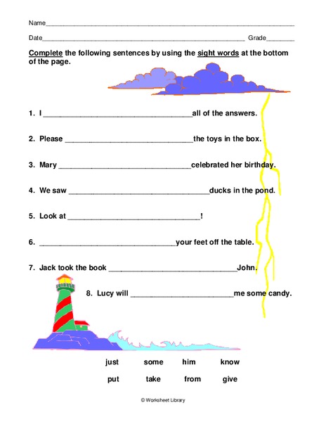 Sight Words Worksheet