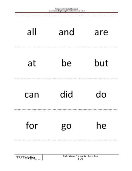 Sight Words Worksheet