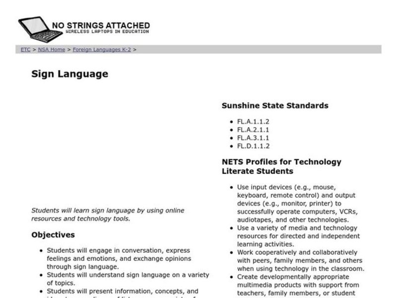 Sign Language Lesson Plan