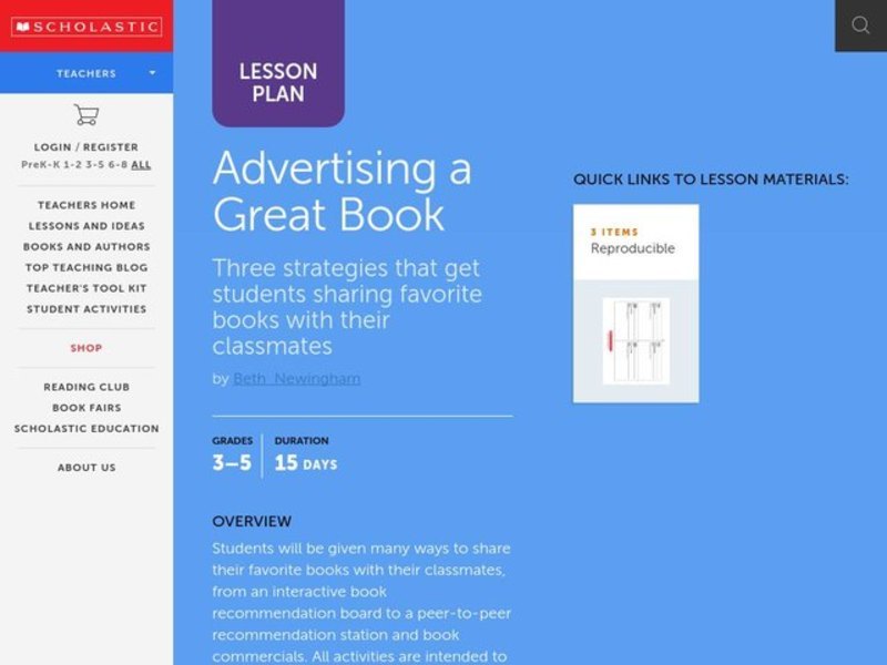 Advertising Books Lesson Plan