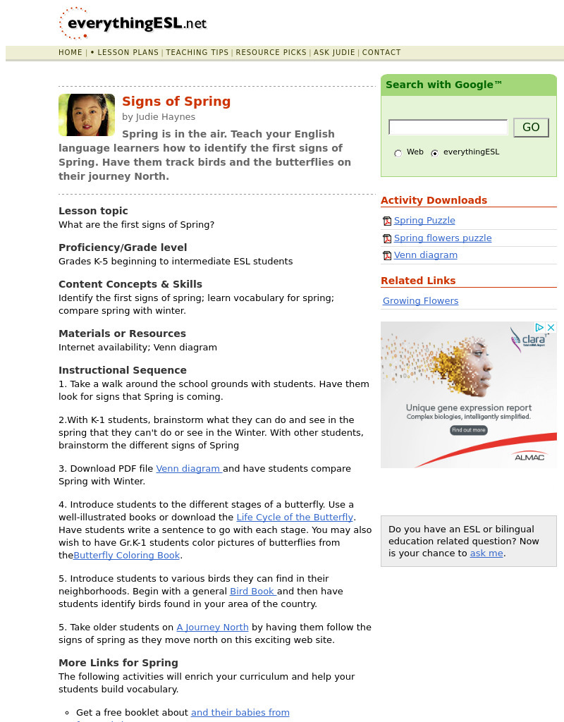 Signs of Spring Lesson Plan