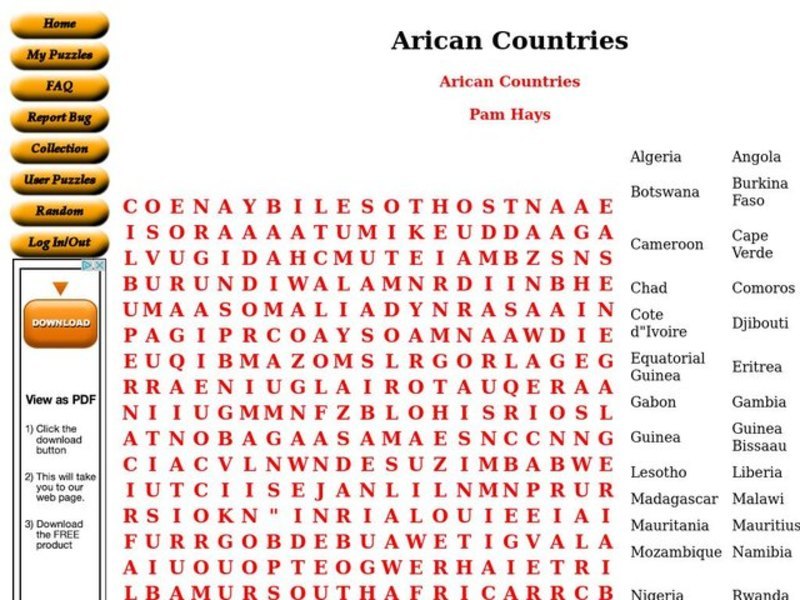 African Countries Worksheet