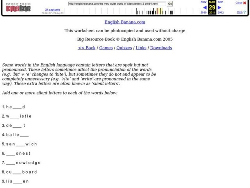 Silent Letters Worksheet