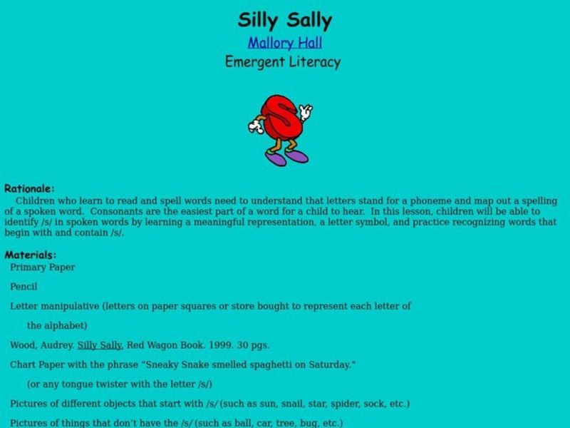 Silly Sally Lesson Plan