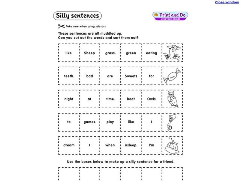 Silly Sentences Worksheet