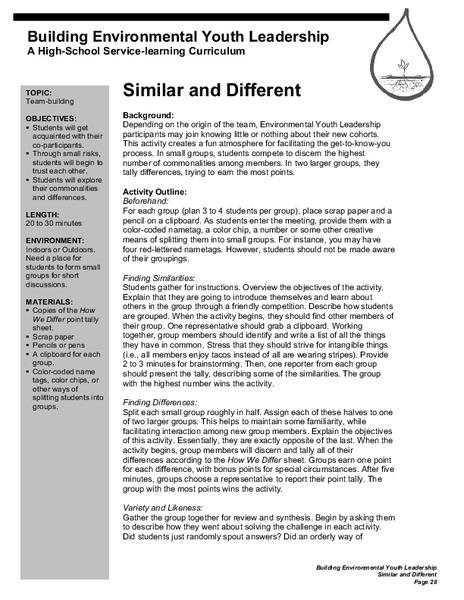 Similar And Different Lesson Plan