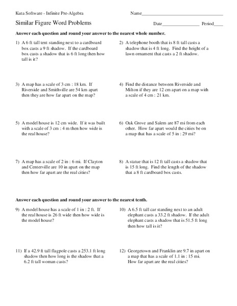 Similar Figure Word Problems Worksheet