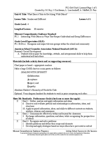 Similar and Different Lesson Plan
