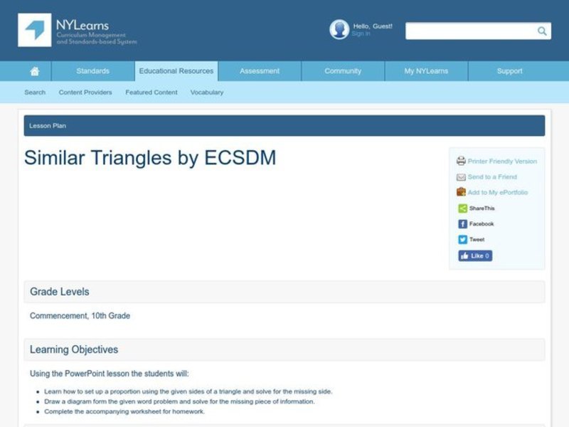 Similar Triangles Lesson Plan
