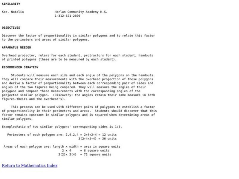 Similarity Lesson Plan