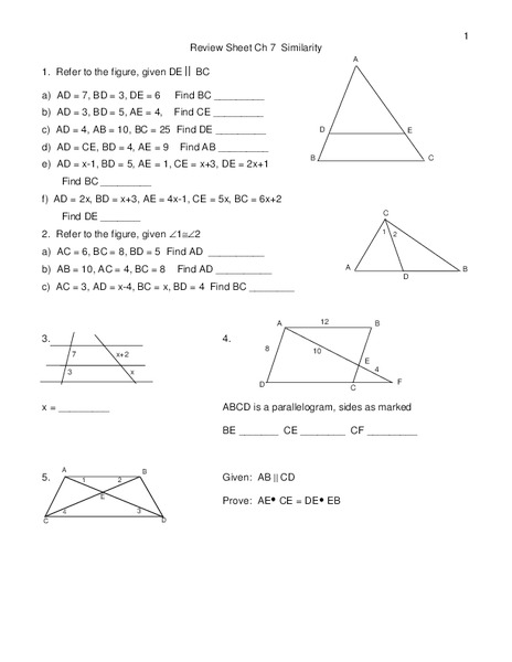 Similarity Worksheet
