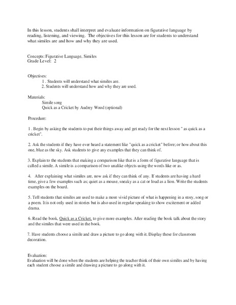 Similes Lesson Plan