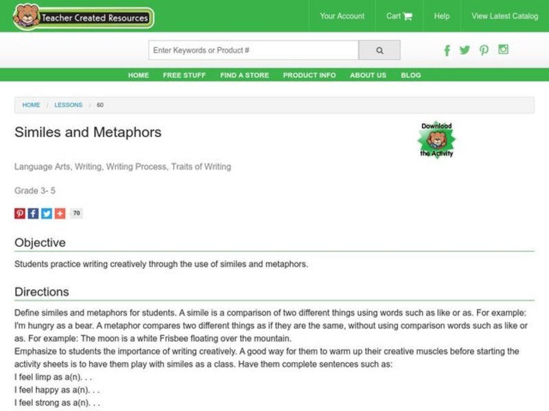 Similes and Metaphors Lesson Plan
