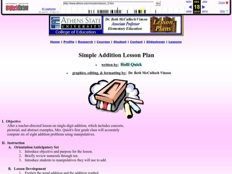 Simple Addition Lesson Plan