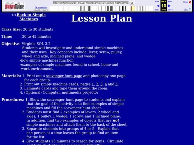 Simple Machines Lesson Plan