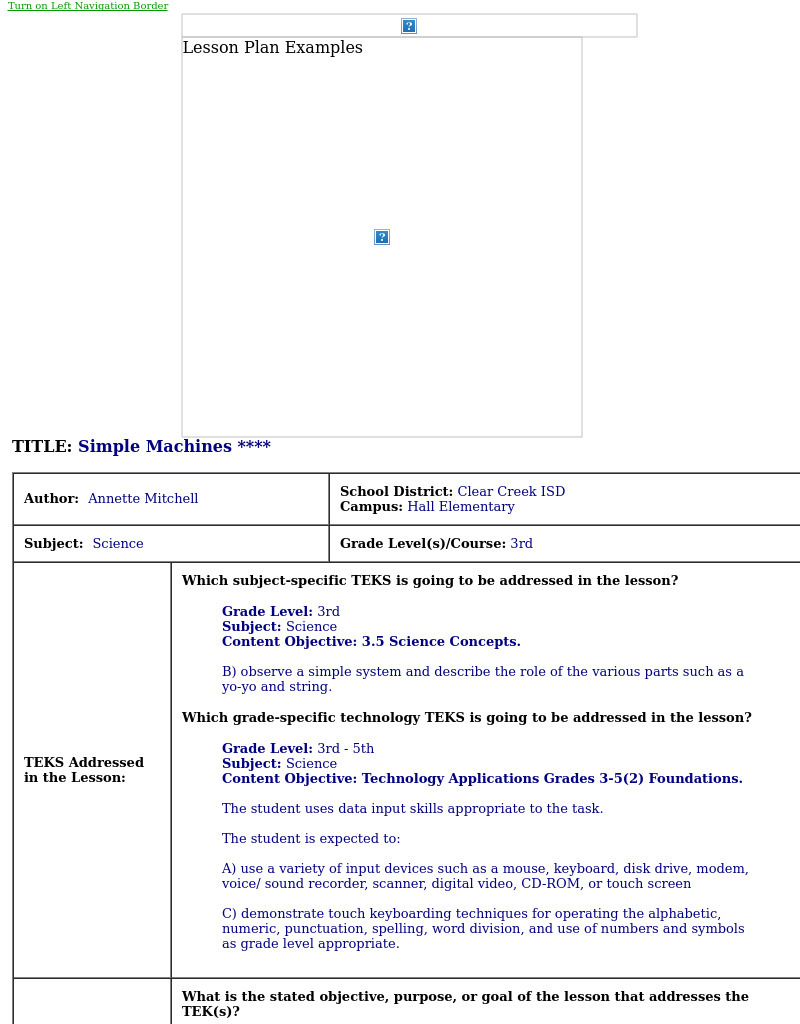 Simple Machines Lesson Plan
