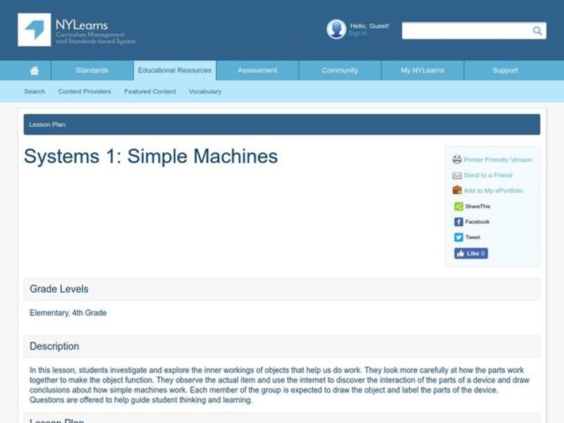 Simple Machines Lesson Plan