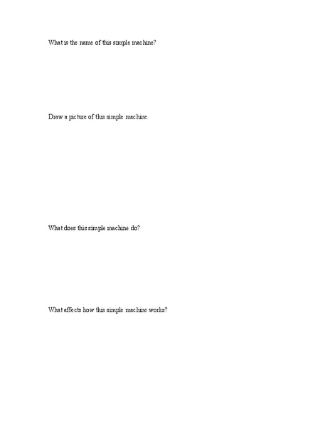 Simple Machines Worksheet